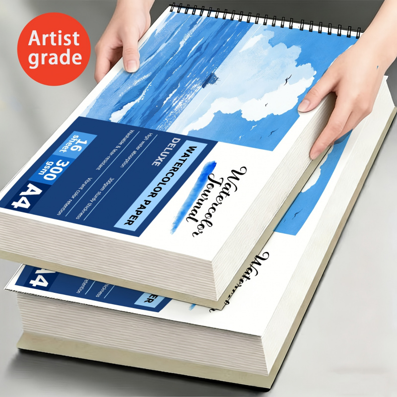 Stationery Books - 16 Blatt A4 Spiralgebundenes Aquarellblock, 300g/m²