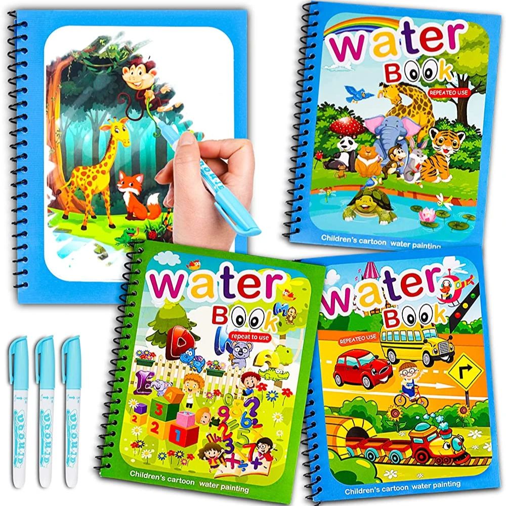 Reusable Water Magic Coloring Book - Magisches Buch, Wasserteichnung, Montessori-Spielzeug, wiederverwendbares Malbuch,